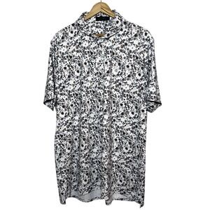 G/FORE Floral Bird Print Golf Polo Shirt Mens XL Short Sleeve Performance